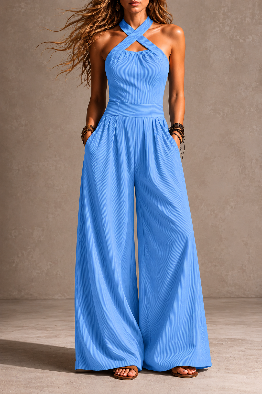 Mono Mujer Escote Cruzado Ajuste Elegante