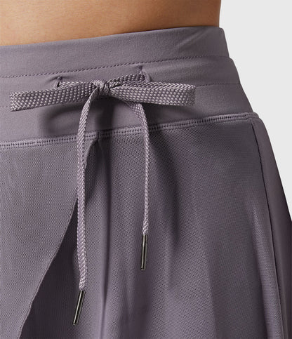 Falda Midi Mujer Talle Alto Cordón Ajustable Acampanada