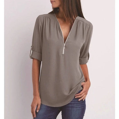 mujer de tejido suave diseño moderno media cremallera