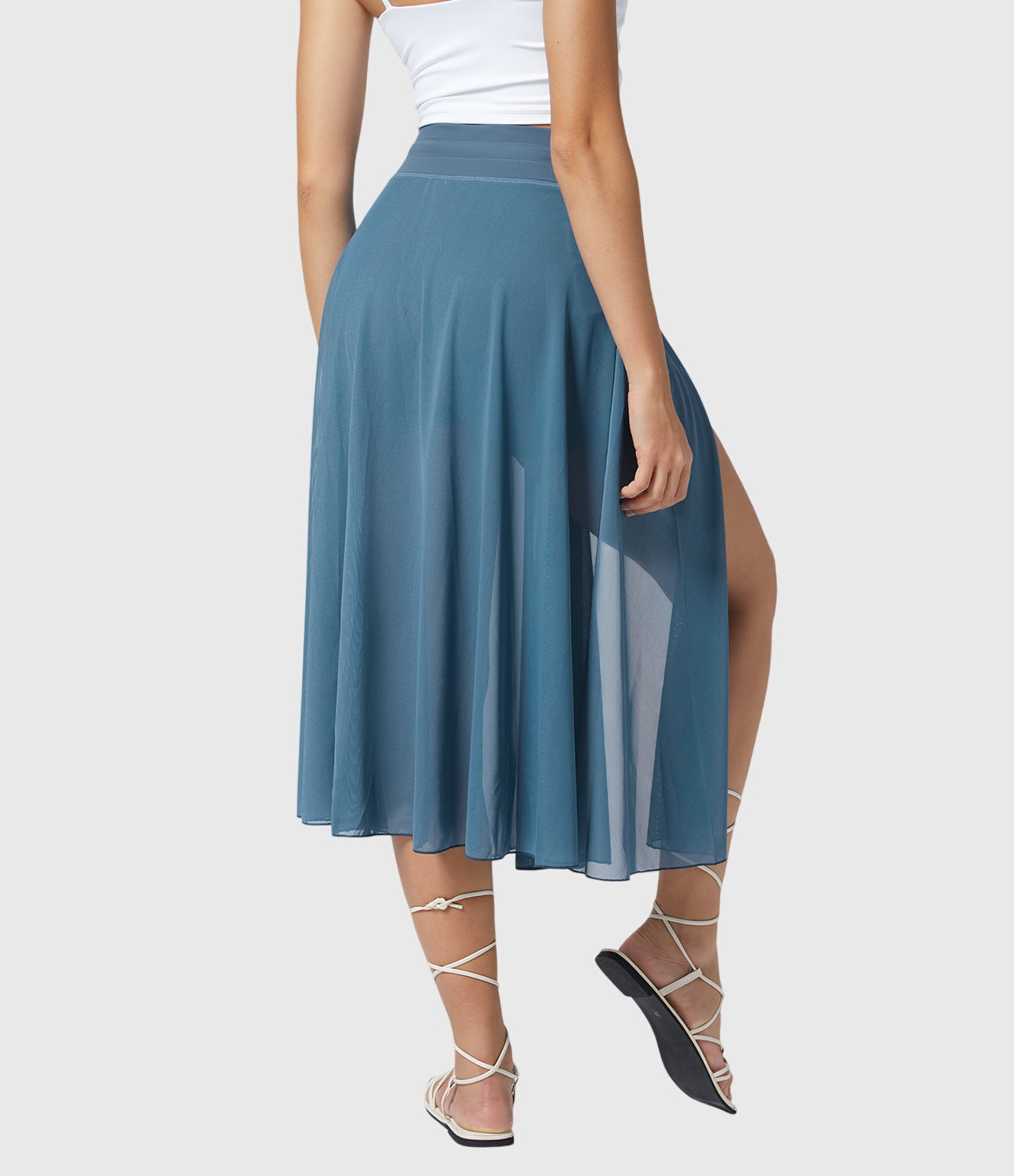 Falda Midi Mujer Talle Alto Cordón Ajustable Acampanada