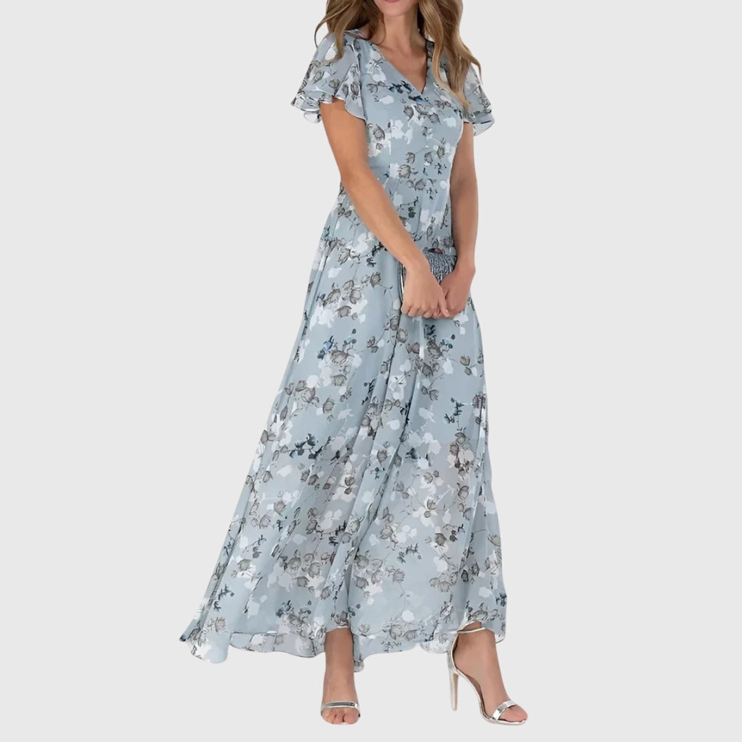 Vestido maxi mujer ligero con escote en V y estampado floral