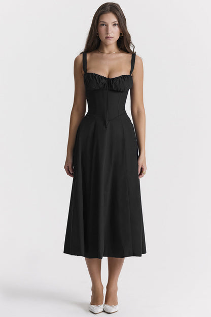 Vestido Midi Mujer de Corsé Ajustado Tirantes Primavera Verano