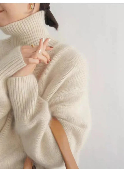 Jersey Mujer de Cachemir Cuello Alto Corte Atemporal