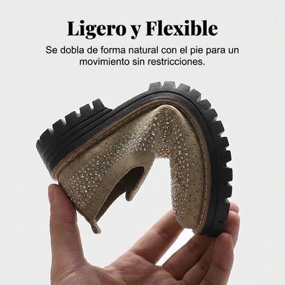 Mocasines Mujer sin Cordones con Pedrería Brillante