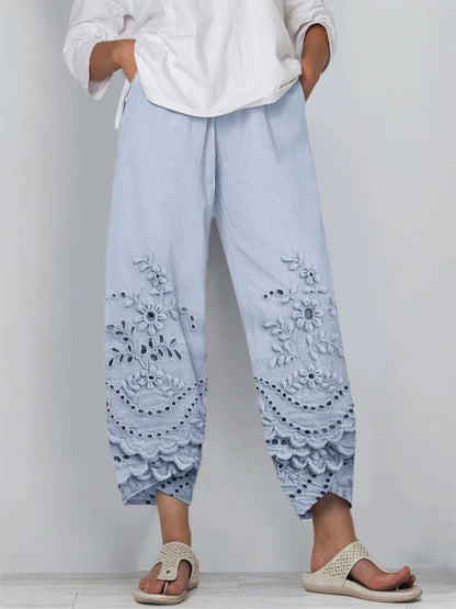 Pantalones Mujer de Encaje Estampado Ajuste Regular