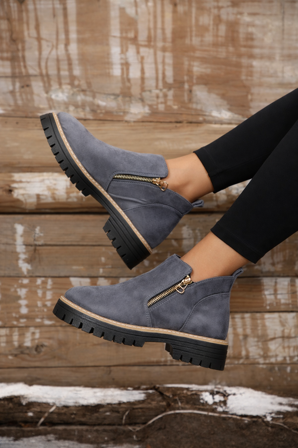Botines mujer de piel y suela antideslizante