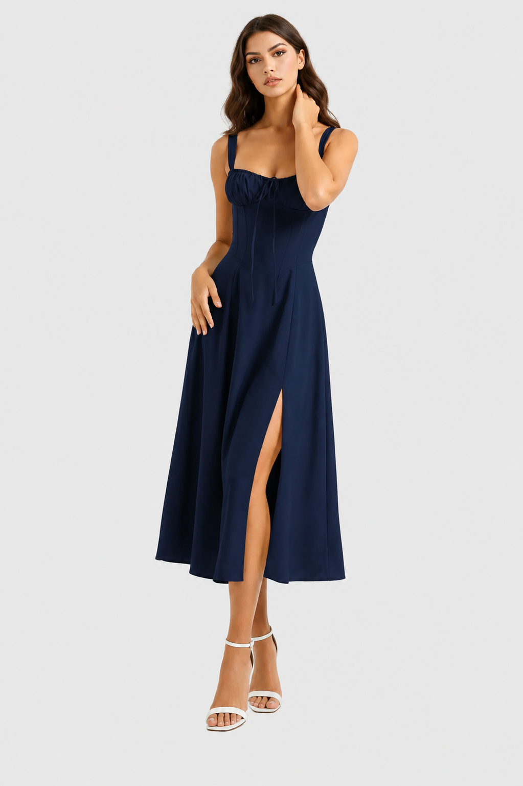 Vestido Midi Mujer con Corsé Ajustado