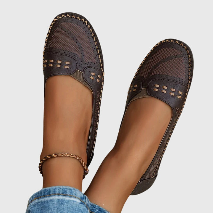 Mocasines Mujer Sintético Perforado Sin Cordones Casual