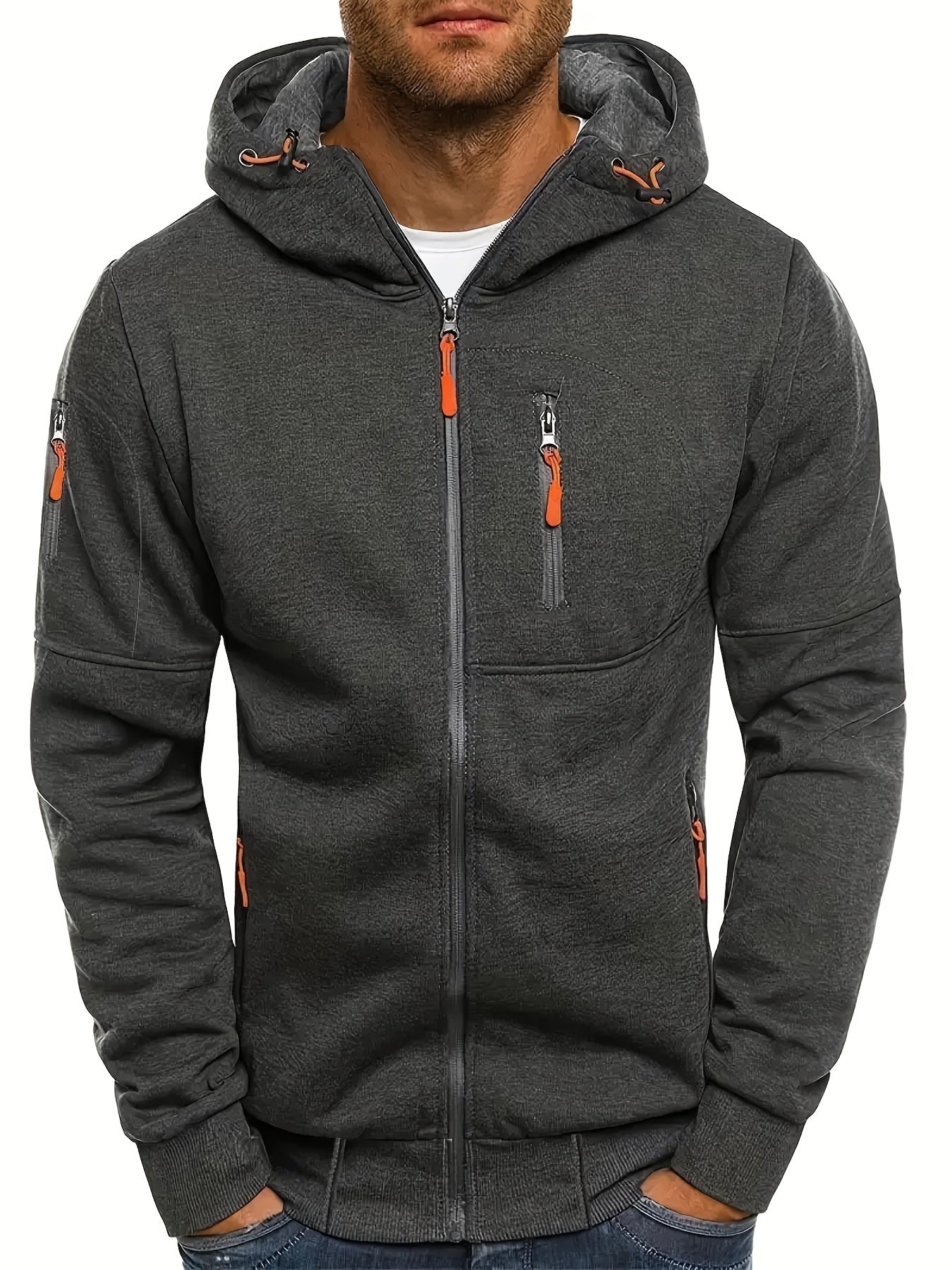 Sudadera Hombre con Cremallera y Capucha Ajustable