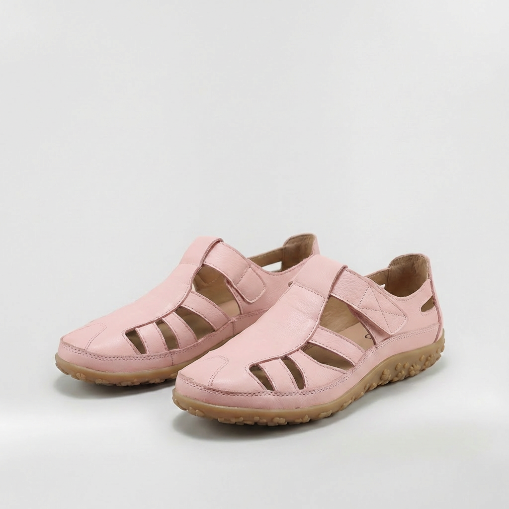 Sandalias Cerradas Mujer de Cuero con Tiras Suela Confortable