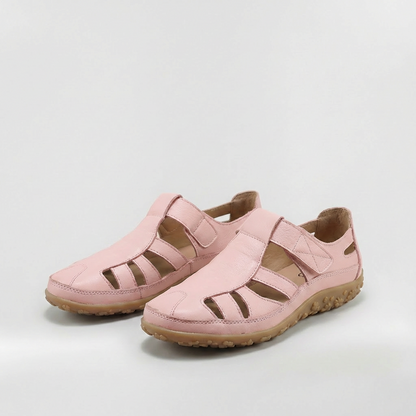 Sandalias Cerradas Mujer de Cuero con Tiras Suela Confortable