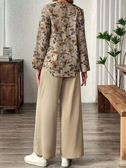 Conjunto Mujer Blusa Ligera y Pantalón Fluido Floral