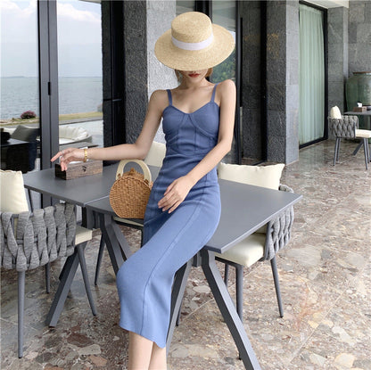 Vestido Midi Mujer Ajustado Casual Tirantes Puño Primavera Verano