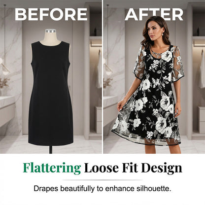 Vestido Mujer de Chiffon Floral Corte Fluido Elegante