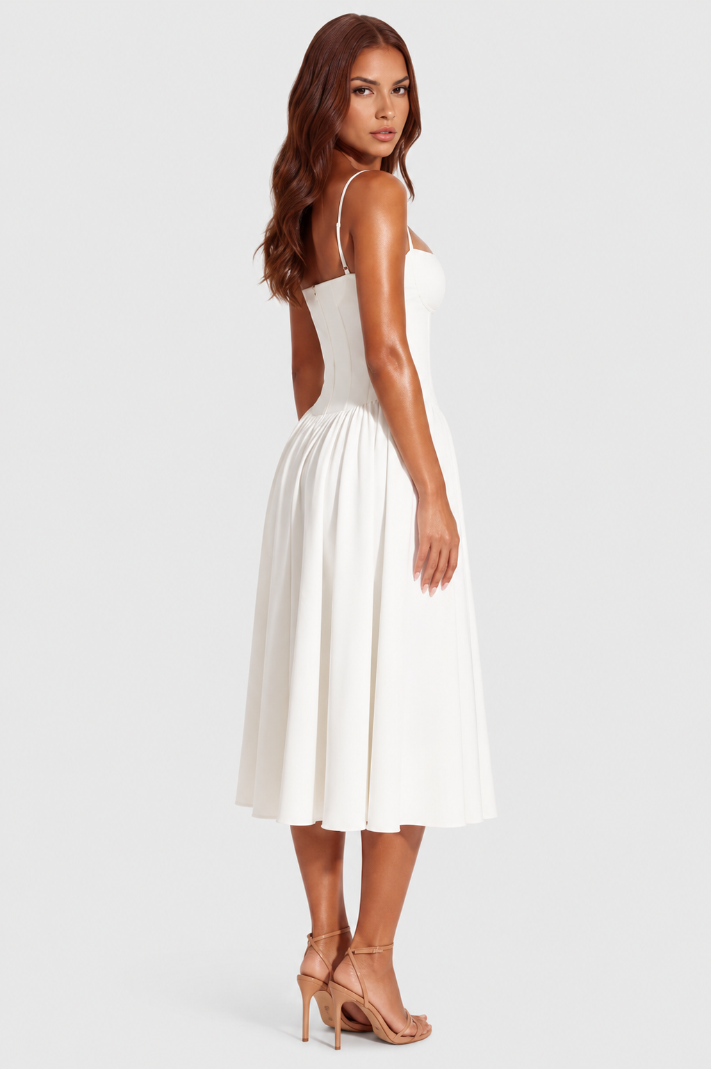 Vestido Midi Mujer Escote Corazón Ajustado