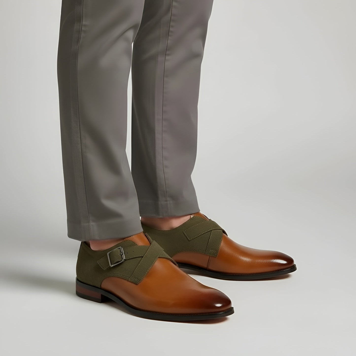 Zapatos Formales Hombre Cuero Sintético Hebilla Monk Strap