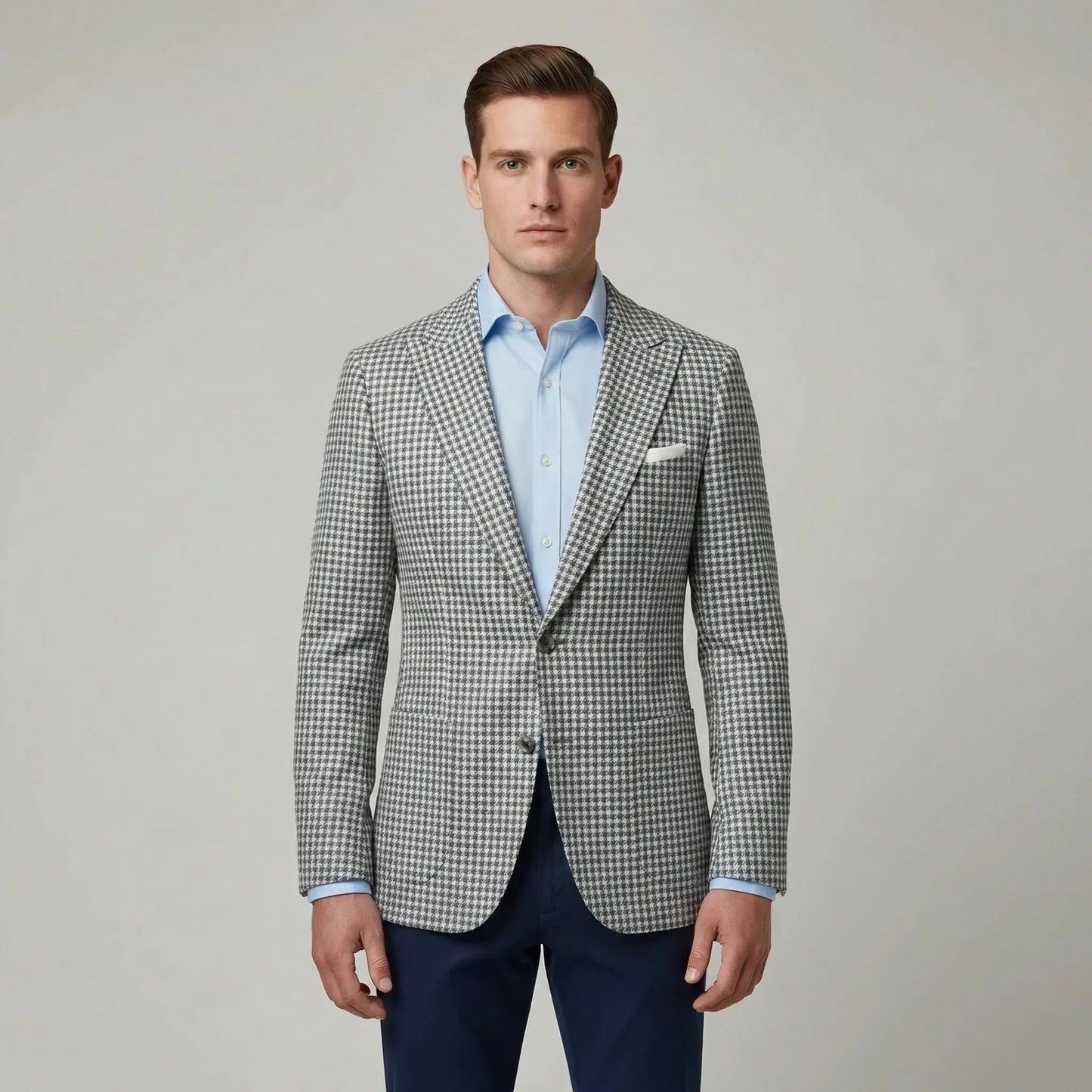 Americana Hombre Mezcla Algodón Microestampado Solapas Muesca - Mavetta