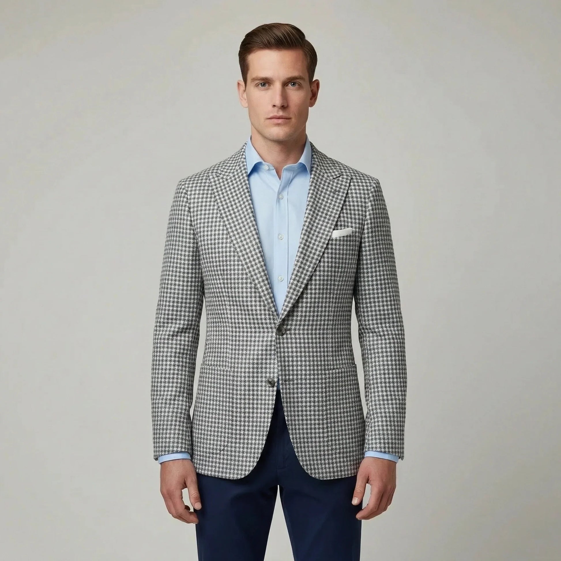 Americana Hombre Mezcla Algodón Microestampado Solapas Muesca - Mavetta