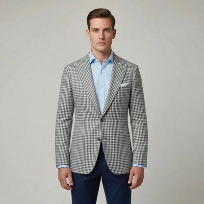 Americana Hombre Mezcla Algodón Microestampado Solapas Muesca - Mavetta