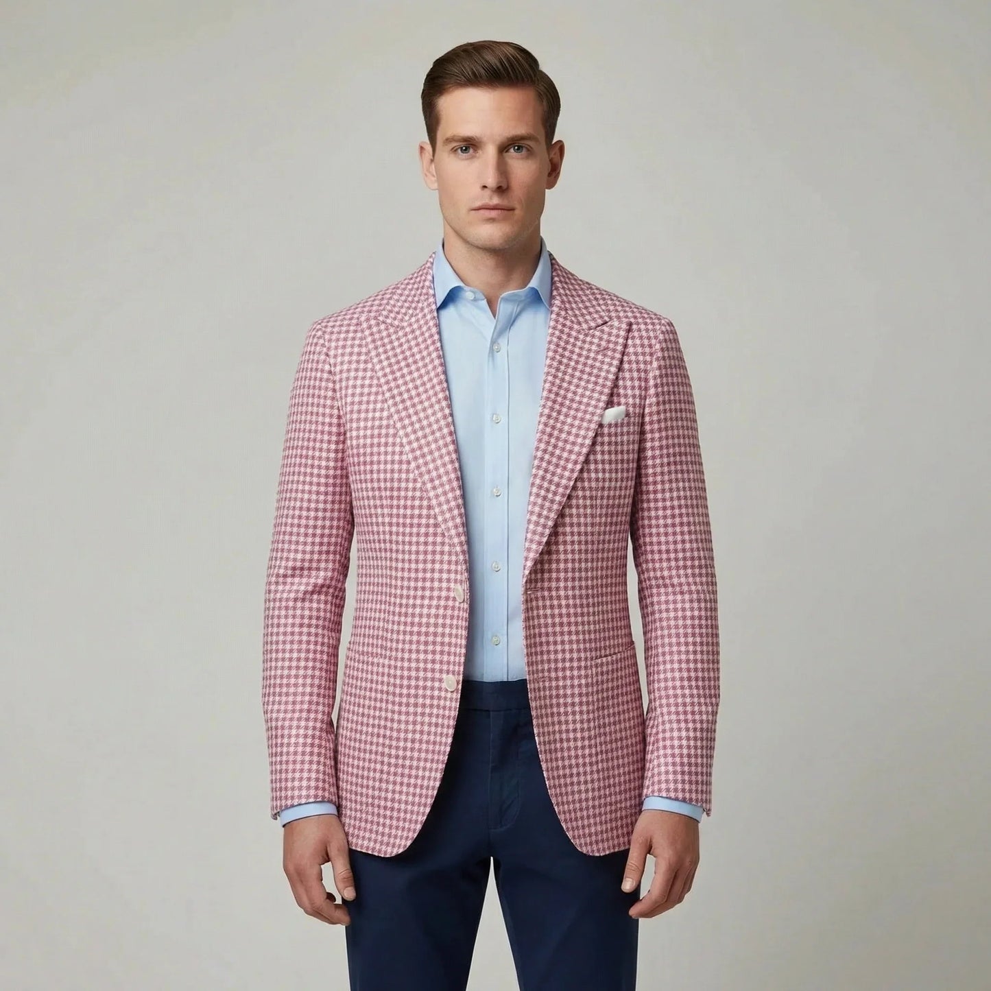 Americana Hombre Mezcla Algodón Microestampado Solapas Muesca