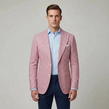 Americana Hombre Mezcla Algodón Microestampado Solapas Muesca