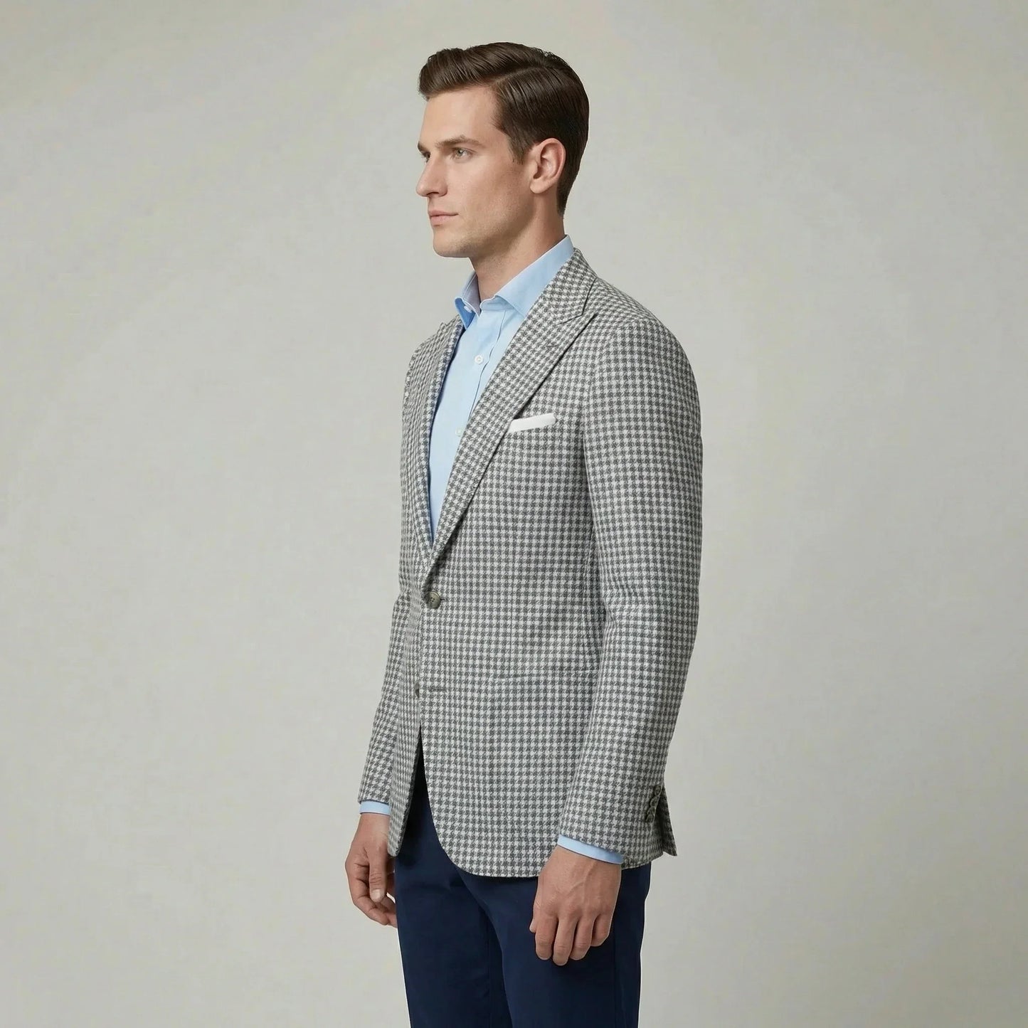 Americana Hombre Mezcla Algodón Microestampado Solapas Muesca