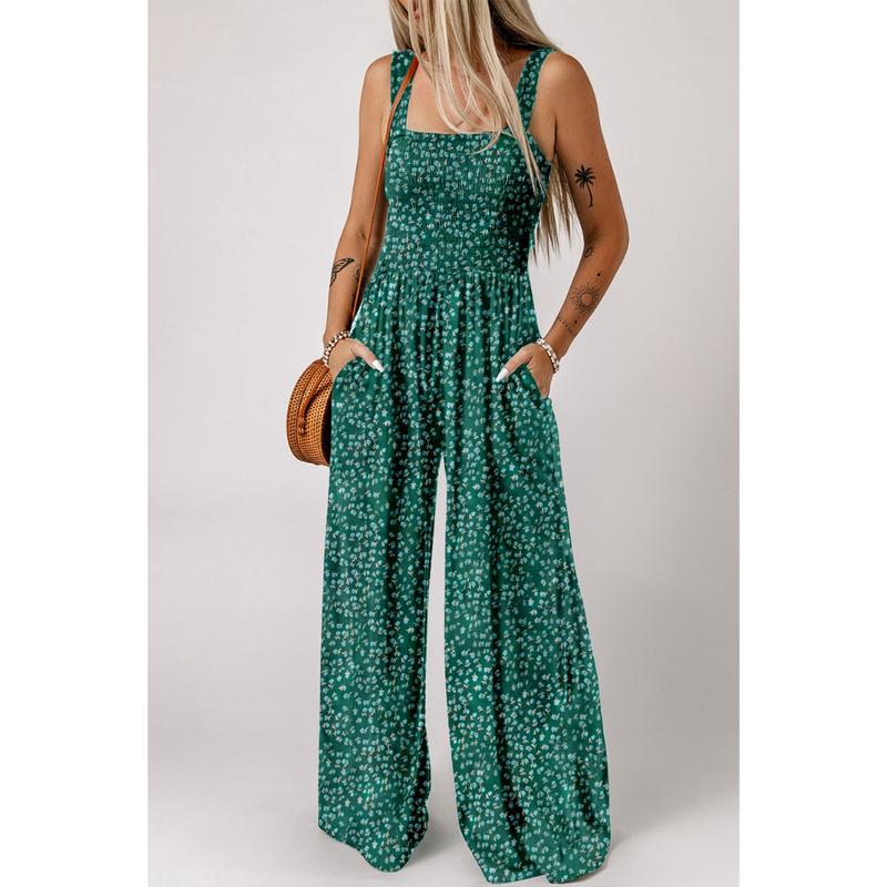 Mono Mujer Floral Pierna Ancha Estilo Primavera