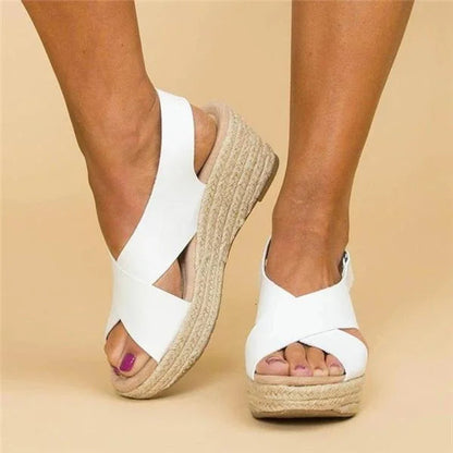Sandalias Cuña Mujer con Tiras Cruzadas Veraniegas