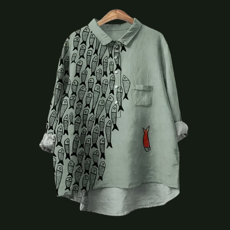 Blusa Mujer Estampada Manga Larga Casual