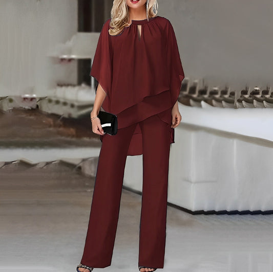 Conjunto Mujer de Fluido y Pantalones Pierna Ancha - Mavetta