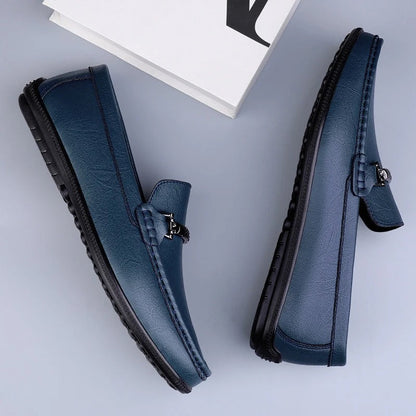 Mocasines Hombre de Cuero Genuino Estilo Conducción Suela Goma Slip-On