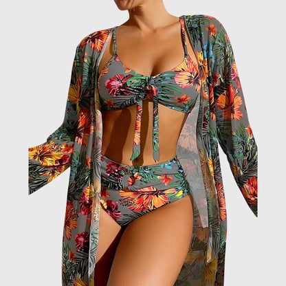 Conjunto Bikini Mujer Estampado Tropical Ajuste Comodo