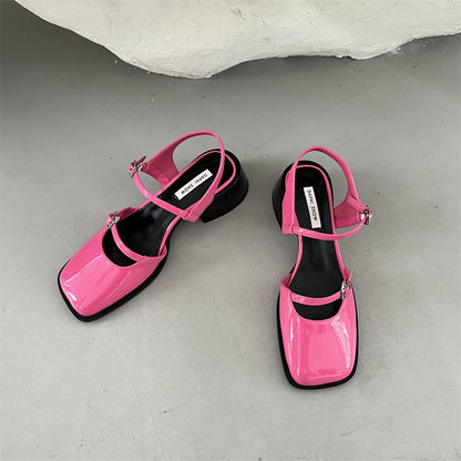 Sandalias Mary Jane Mujer Tacón Grueso Hebillas Ajustables