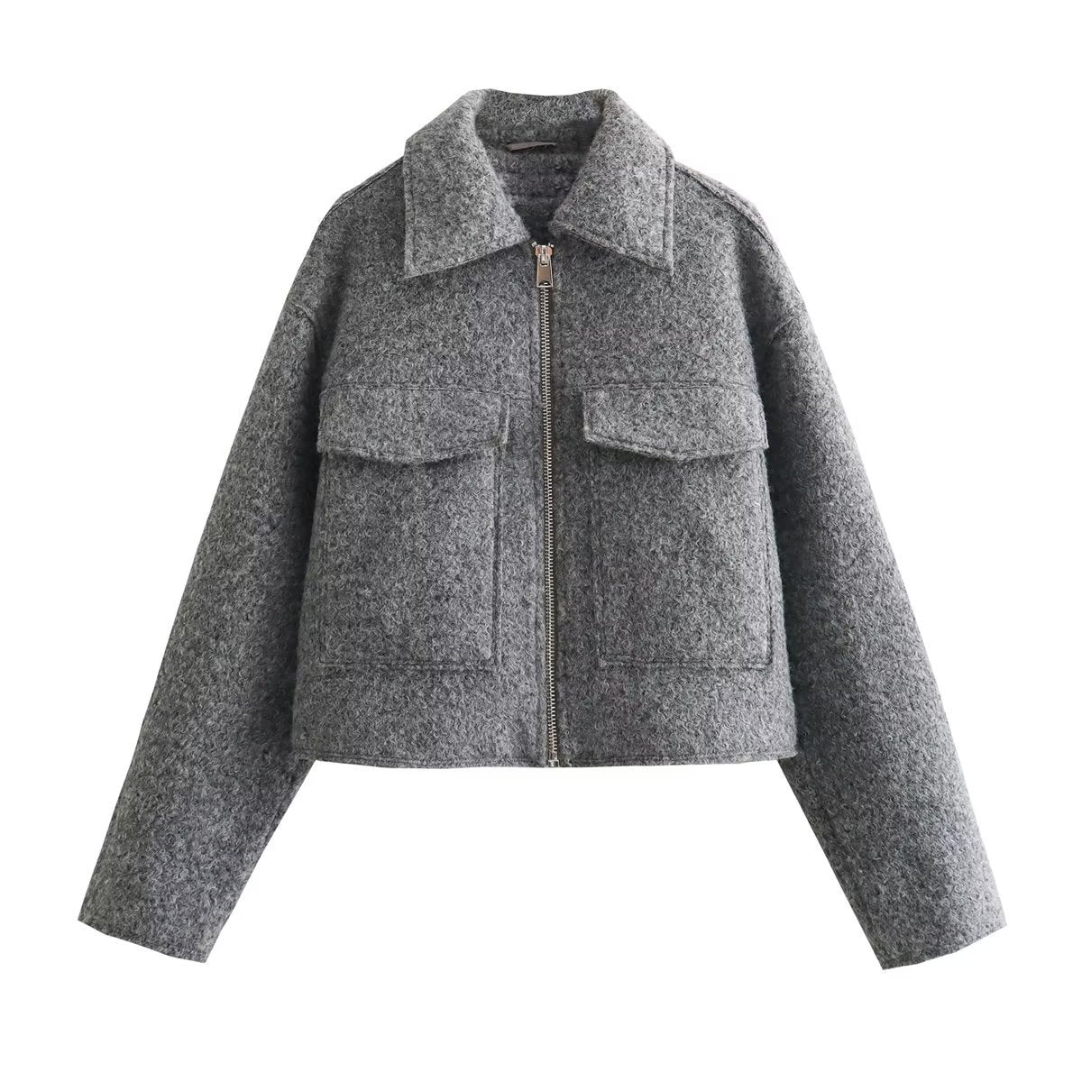 Chaqueta corta Mujer mezcla de lana diseño moderno