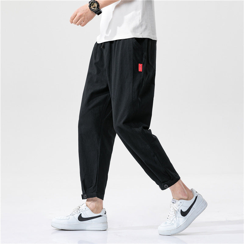 Pantalones Hombre Tejido Ligero Transpirable Corte Moderno Ajustado
