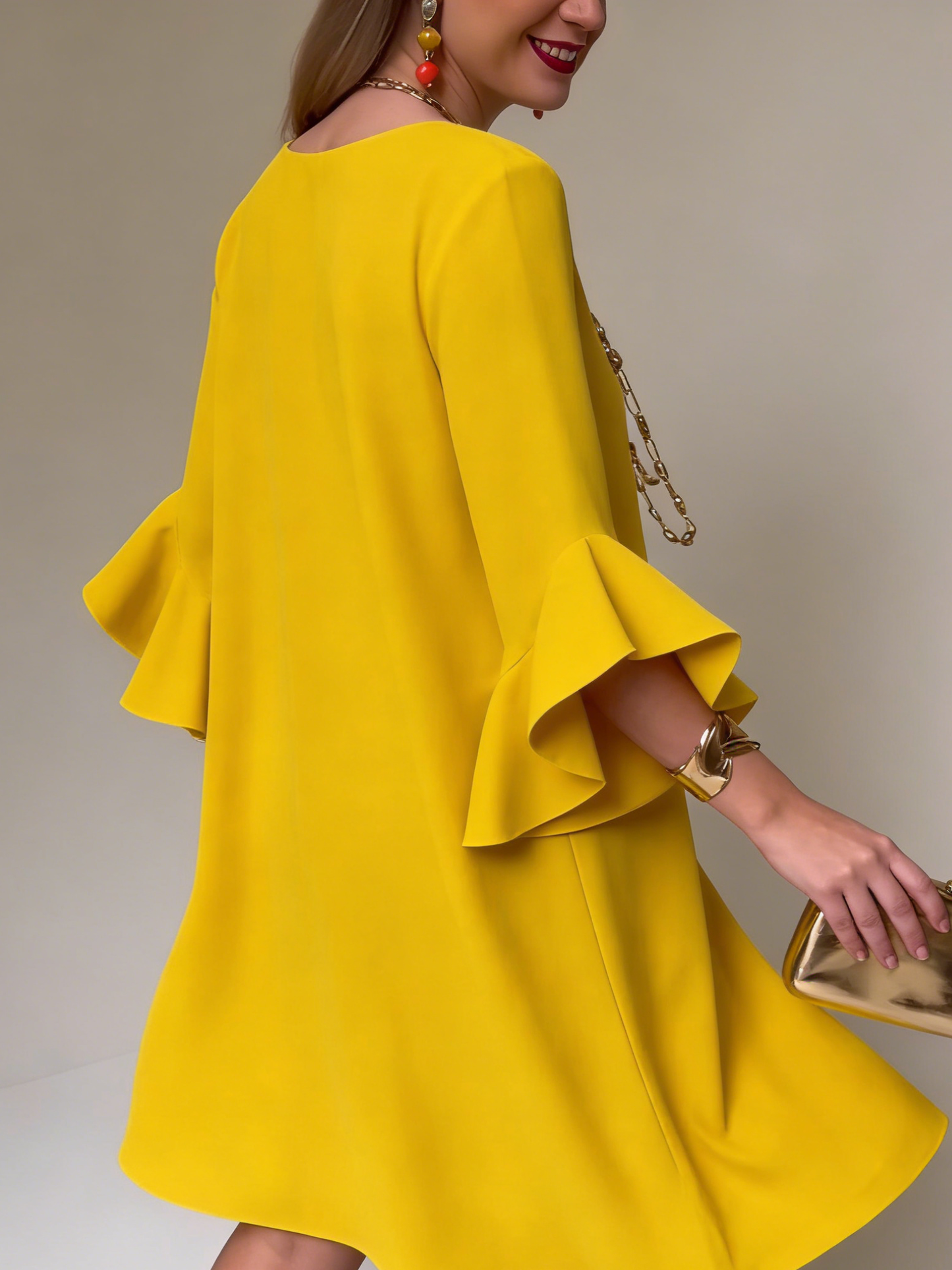 Vestido mujer fluido manga volante estilo cómodo verano