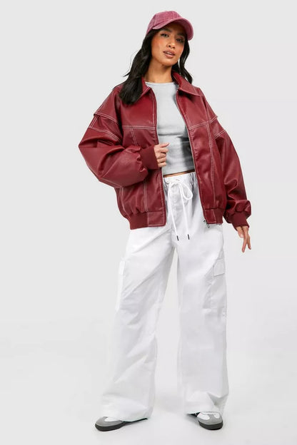 Chaqueta urbana mujer efecto piel oversize
