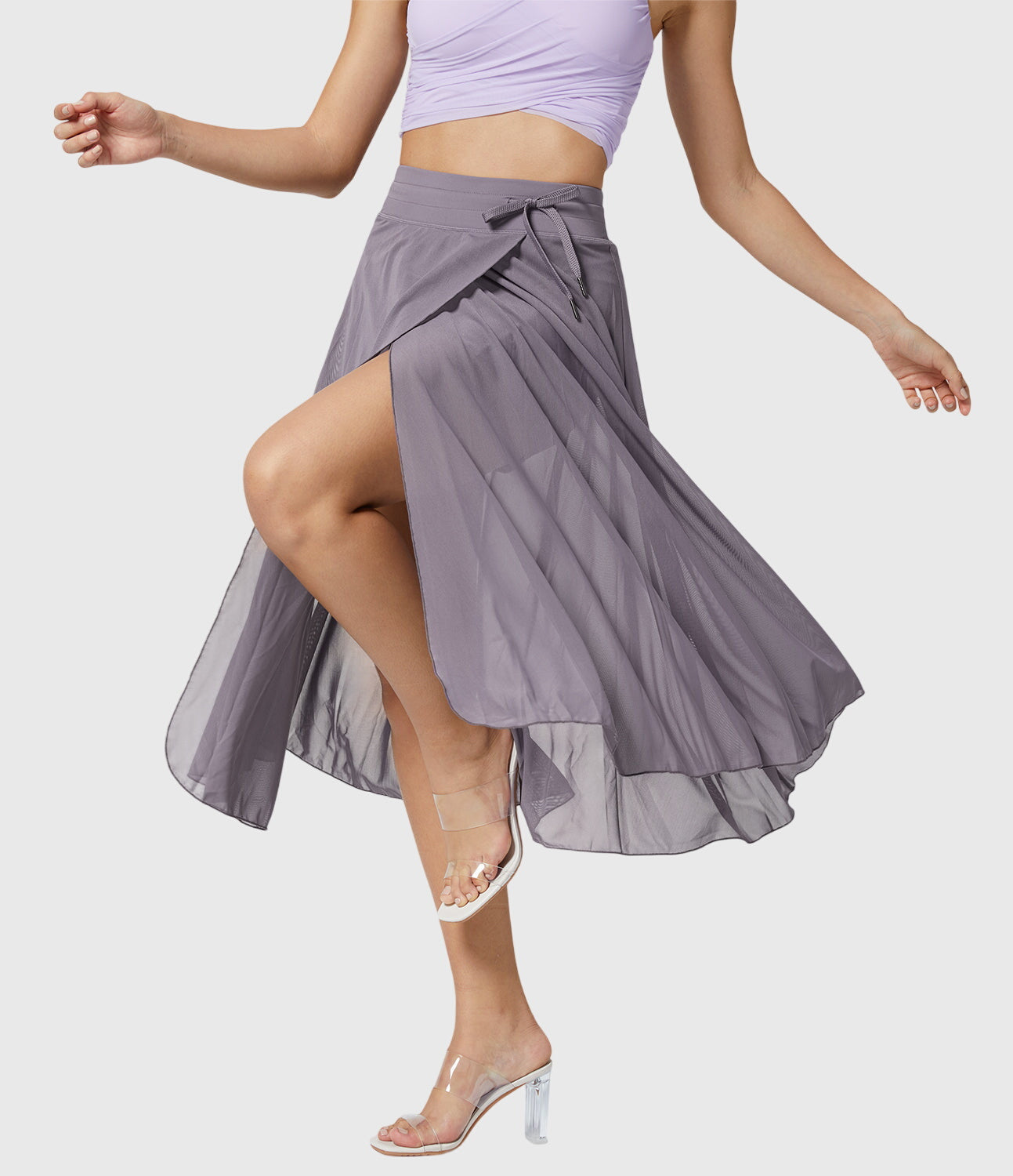 Falda Midi Mujer Talle Alto Cordón Ajustable Acampanada
