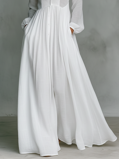Vestido largo mujer Patchwork Cuello alto Mangas largas