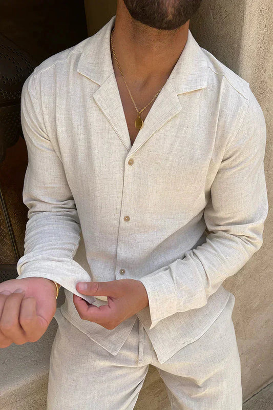 Conjunto hombre camisa abierta y pantalones rectos transpirable - Mavetta