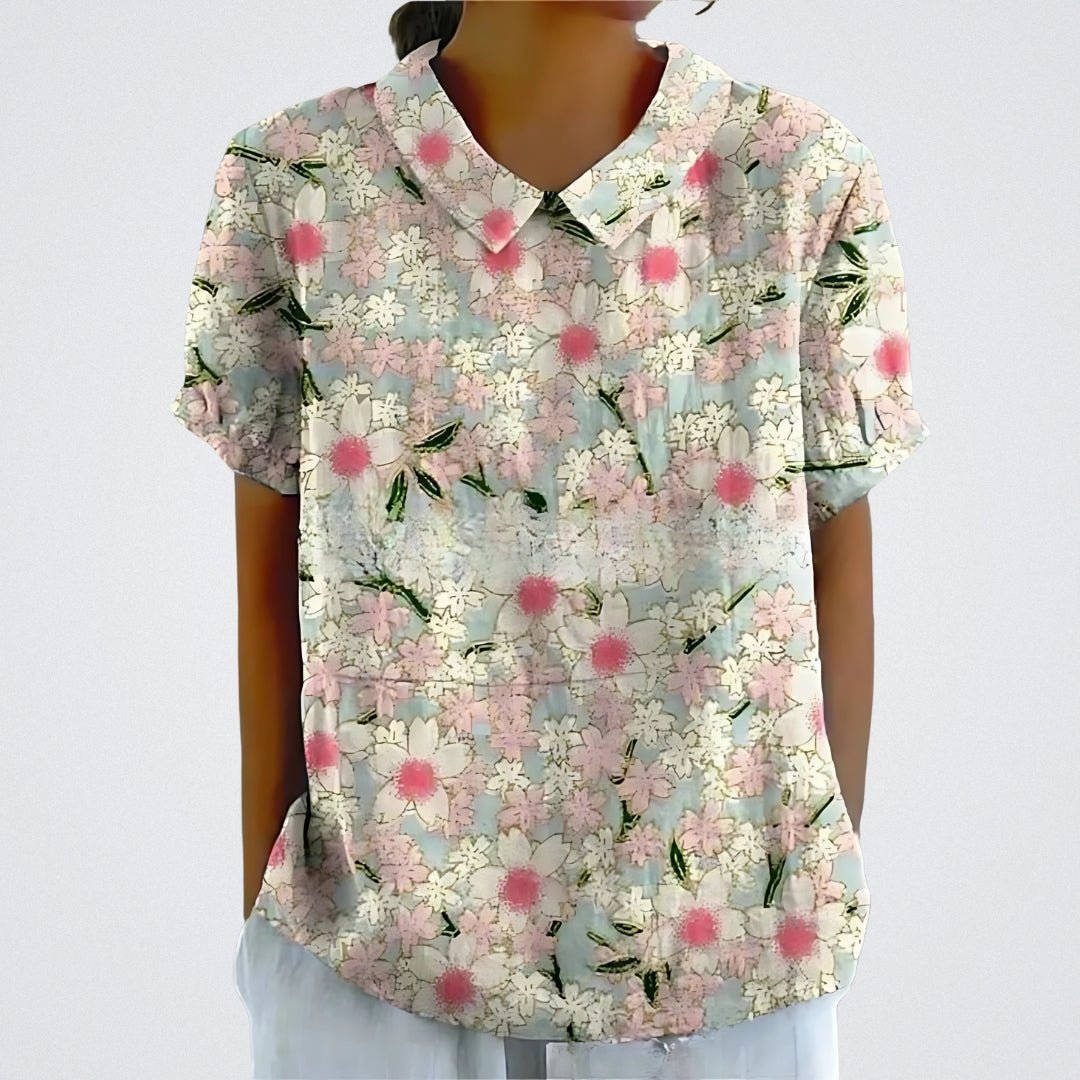 Blusa mujer ligera estampada manga corta clasica