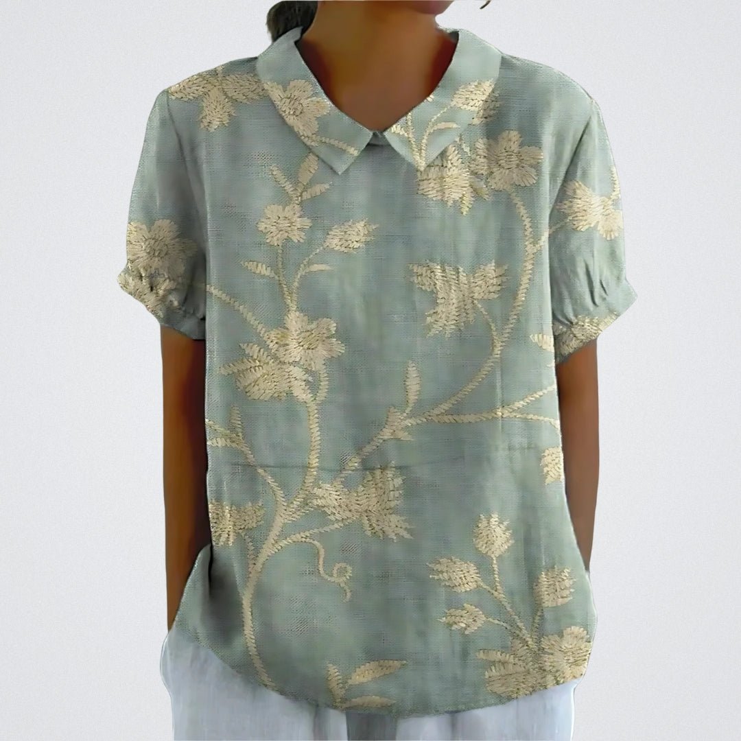 Blusa mujer ligera estampada manga corta clasica - Mavetta