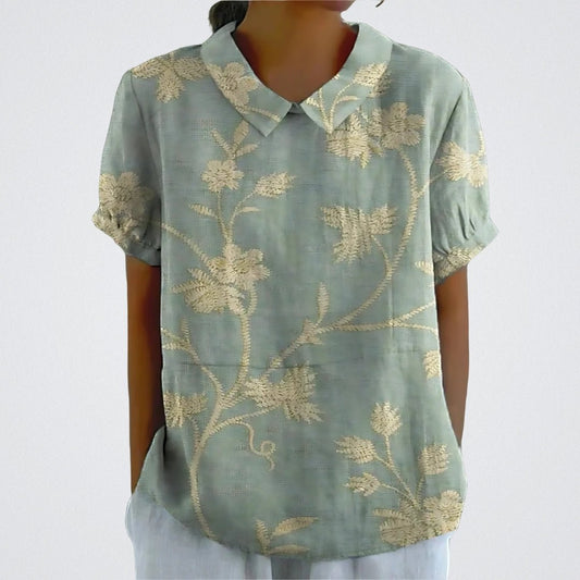 Blusa mujer ligera estampada manga corta clasica - Mavetta