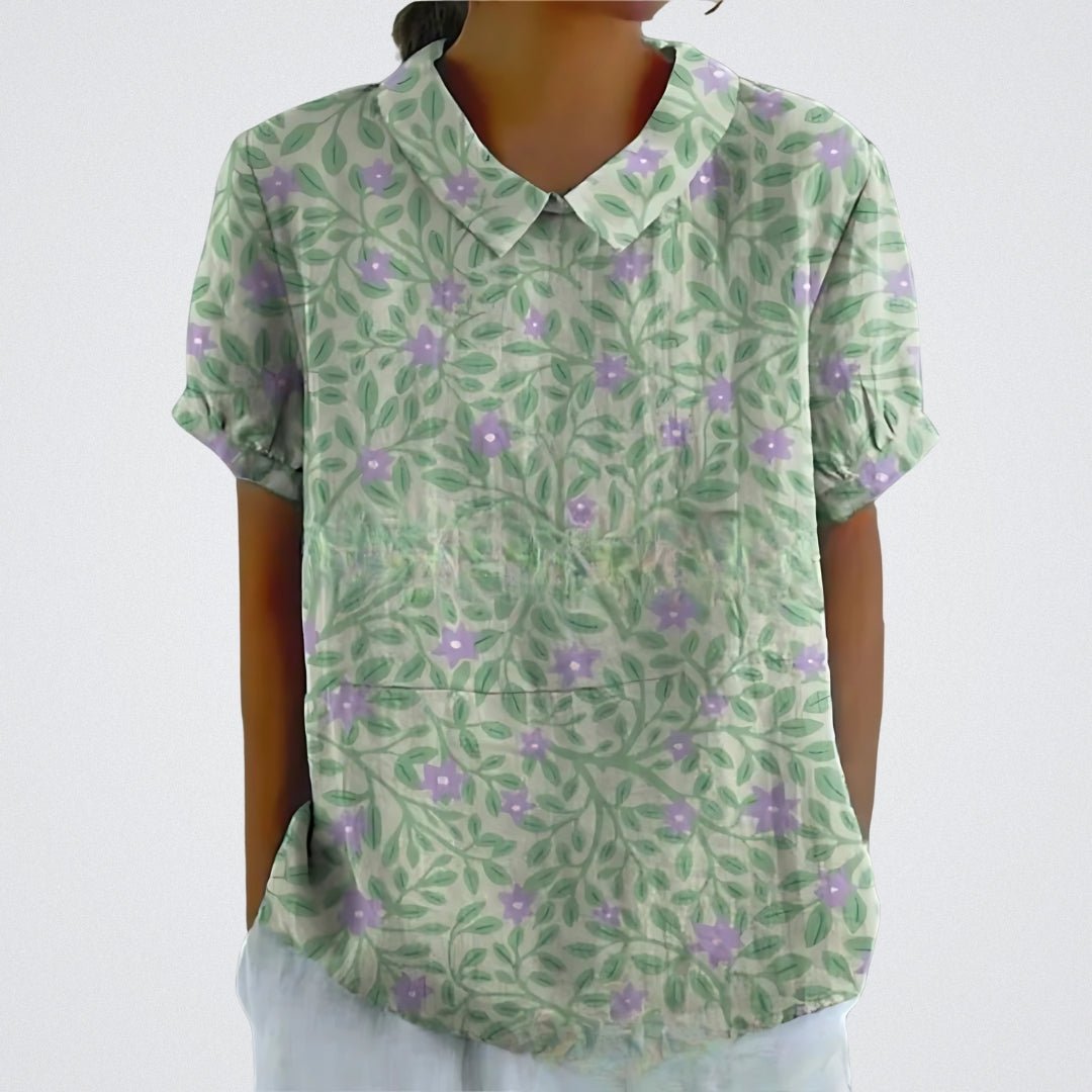 Blusa mujer ligera estampada manga corta clasica