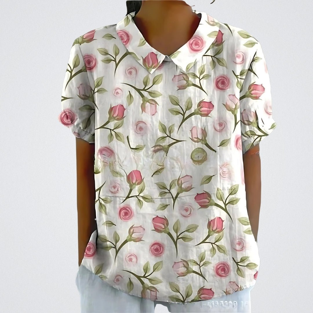 Blusa mujer ligera estampada manga corta clasica