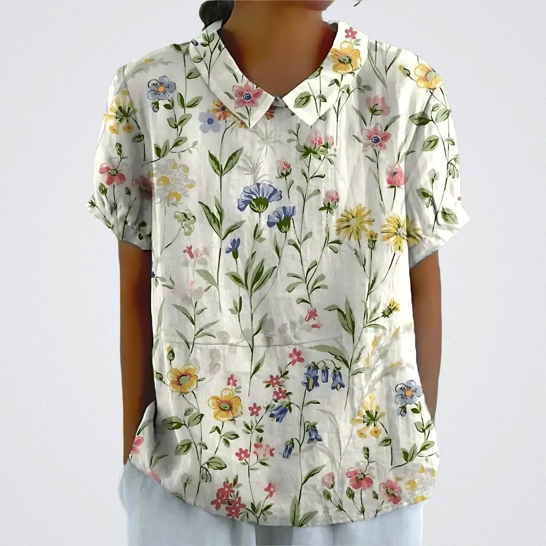 Blusa mujer ligera estampada manga corta clasica