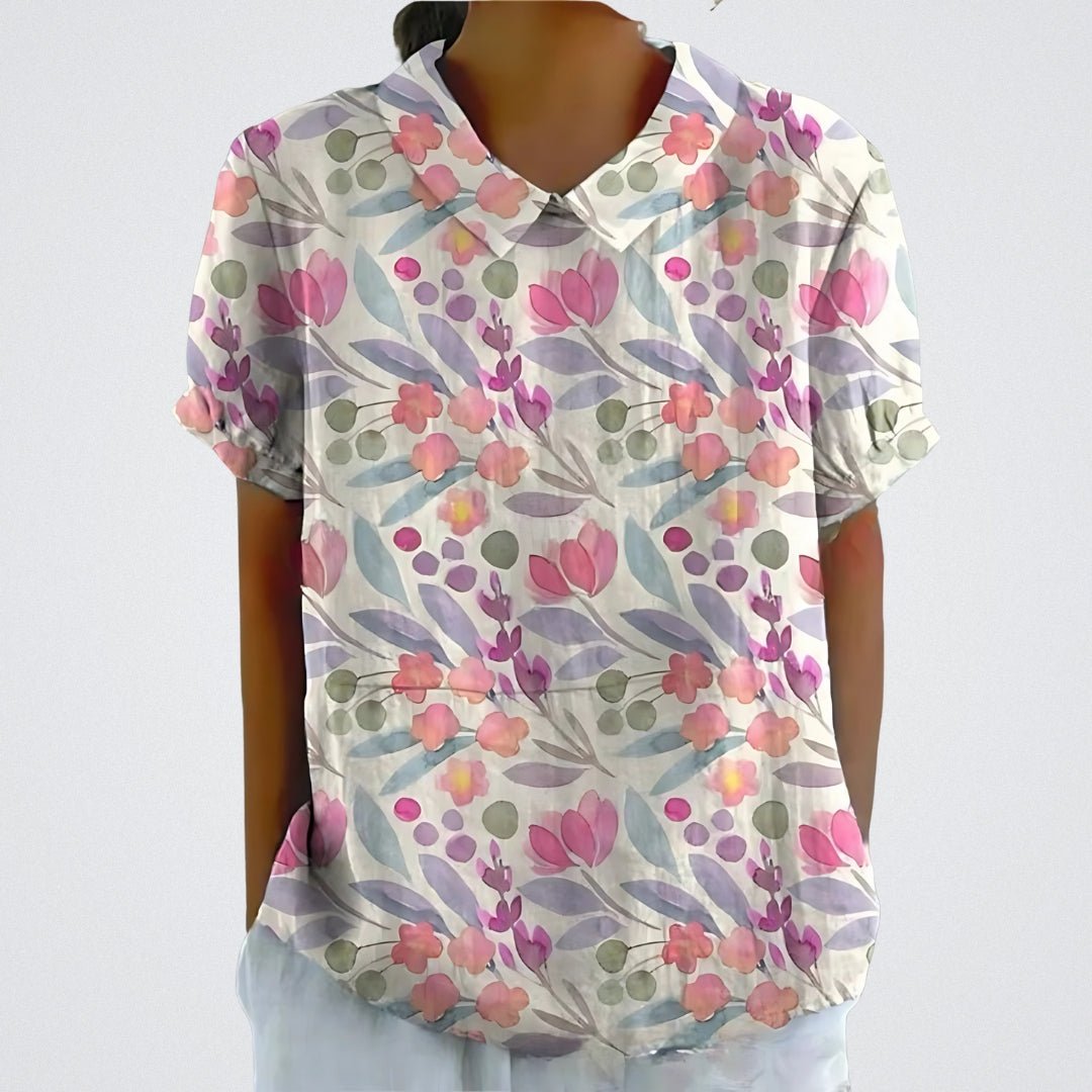 Blusa mujer ligera estampada manga corta clasica
