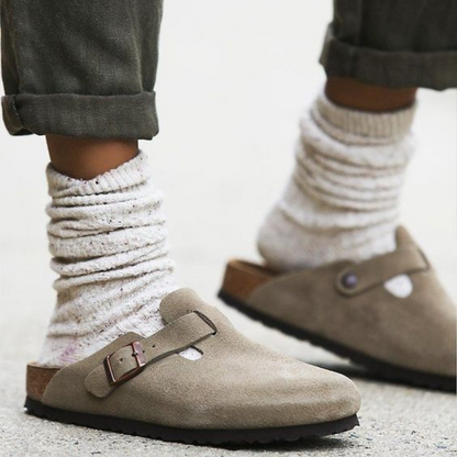 Zuecos Unisex Ante Suela Corcho Anatómica Soporte Arco