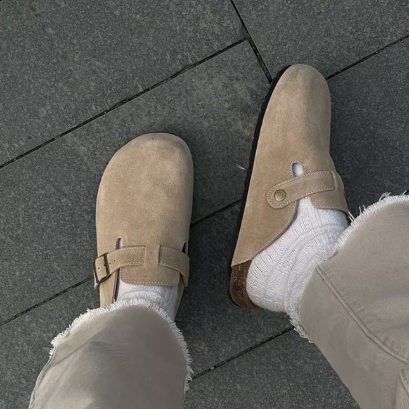 Zuecos Unisex Ante Suela Corcho Anatómica Soporte Arco