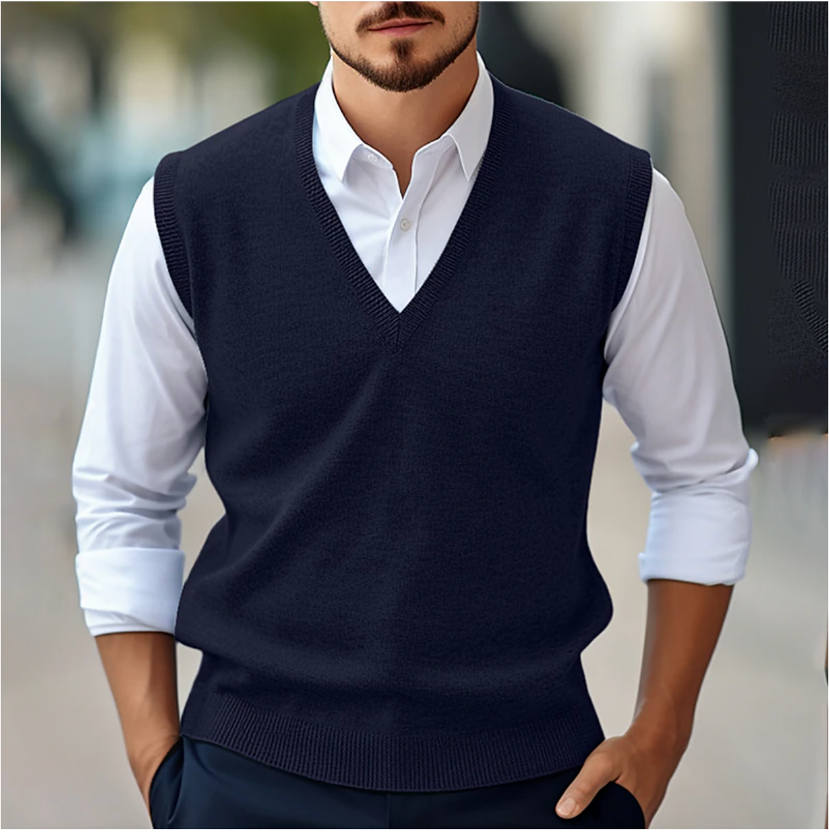 Suéter sin mangas hombre ligero cómodo casual primavera